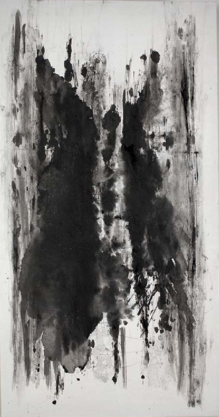 Le grand noir 2005, Indian and printing ink, on canvas, 170x90cm. 